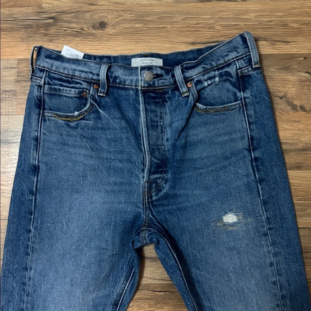 Levi’s Altered 29X28 Blue Denim Jeans Skinny Flattering Sexy Pants Bottoms Fly - Picture 5 of 10